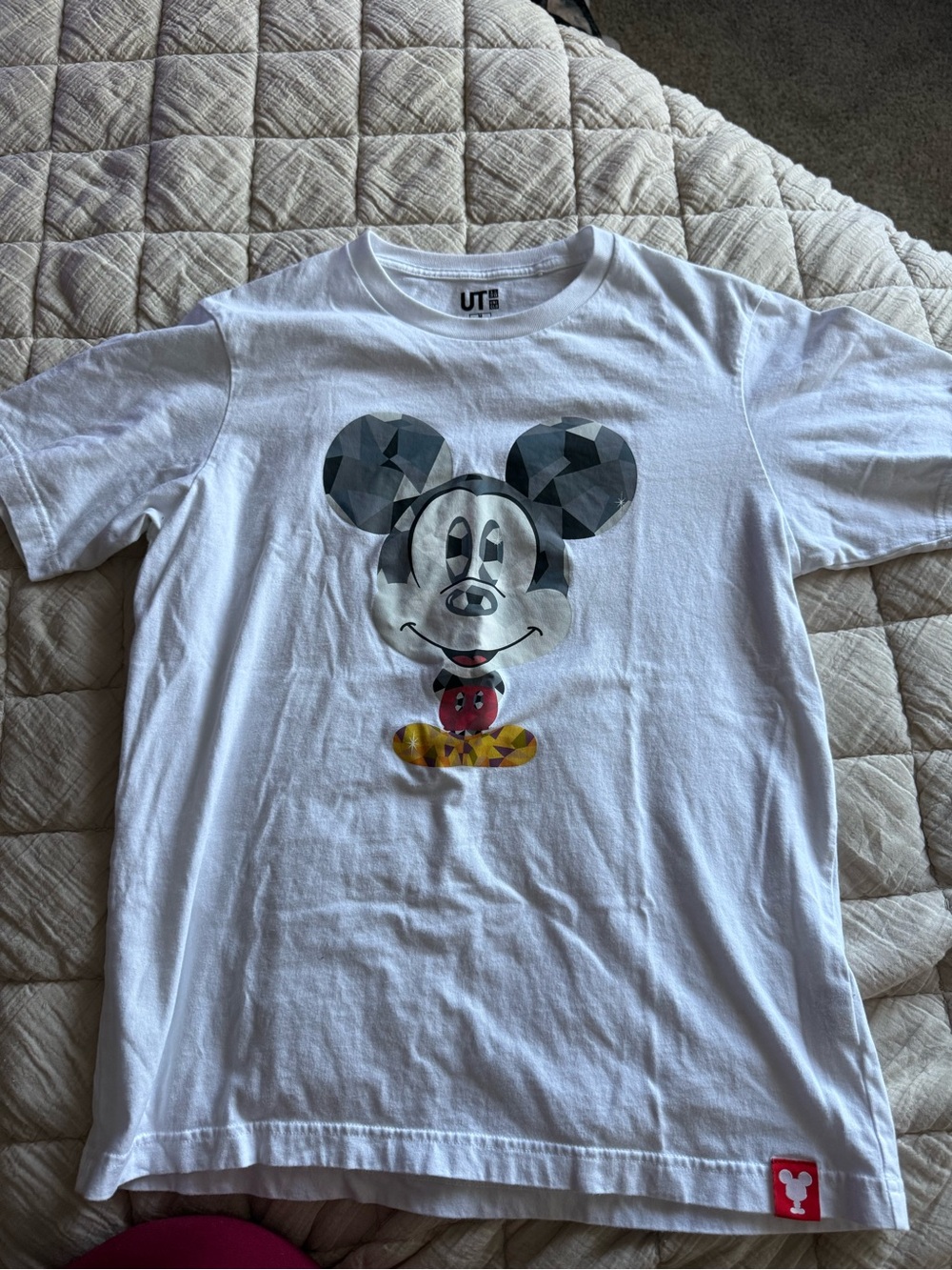 Uniqlo White Kids Mickey Mosaic Graphic Tee
